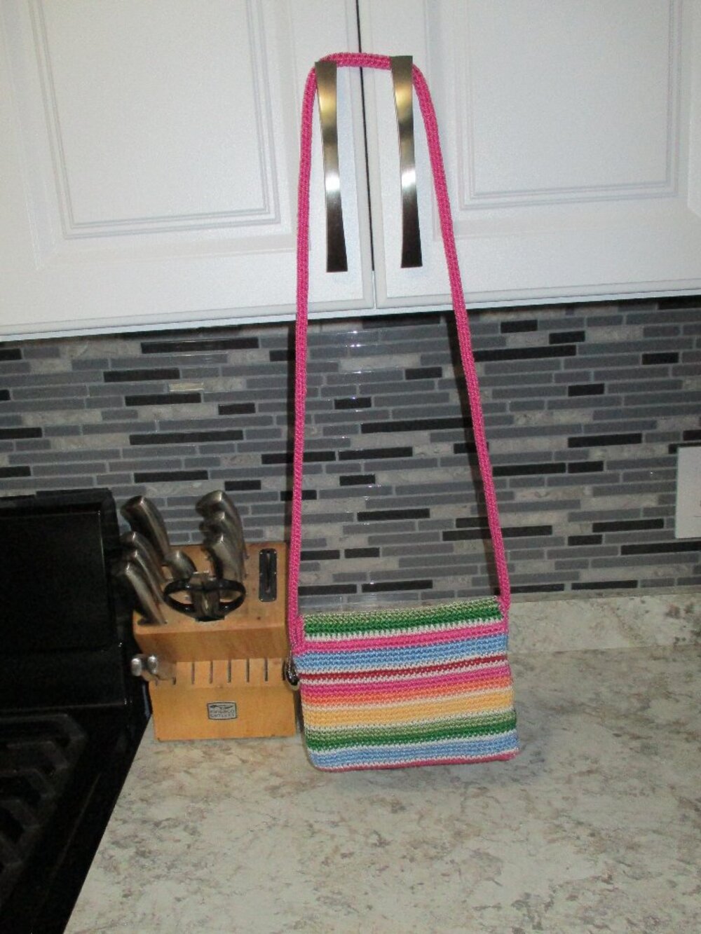 The SAK small Colorful Striped Rainbow crochet crossbody Bag Purse Boho Festival - Picture 6 of 8
